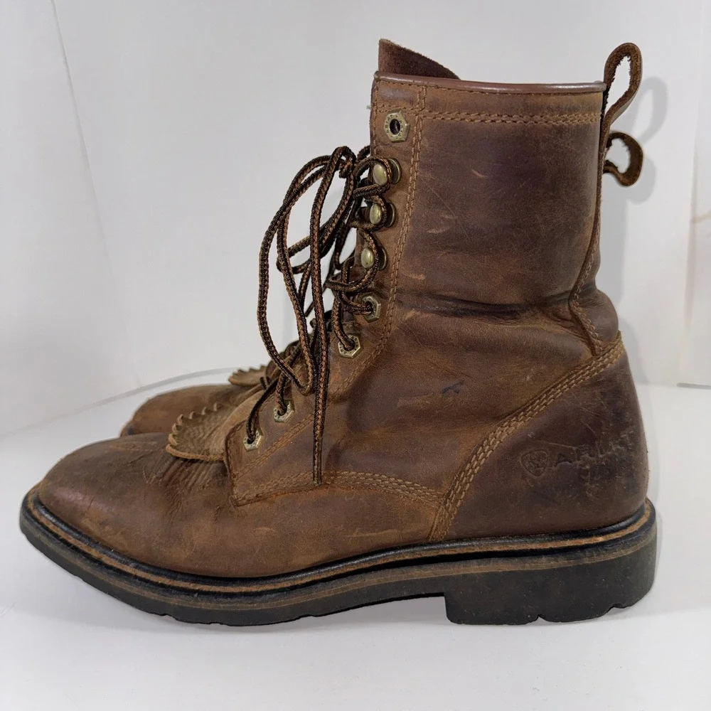 Ariat Cascade 8 Inch Work Boots Mens 9 EE Brown Leather EH Rated 10011916